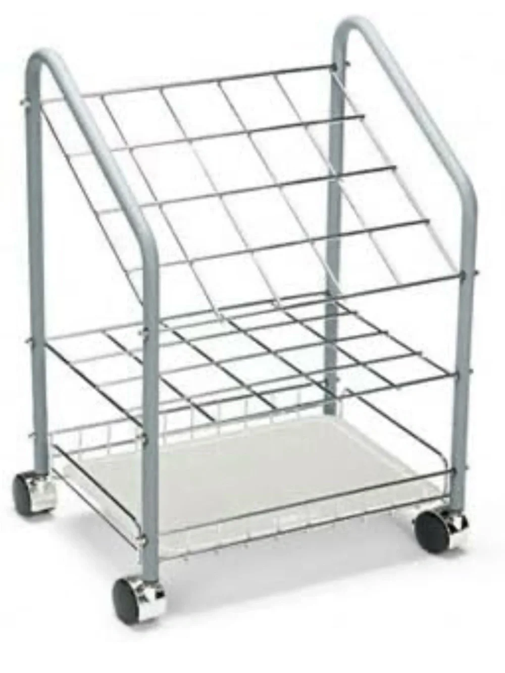 Rolling Blueprint & Document Organizer Cart in Gray and White